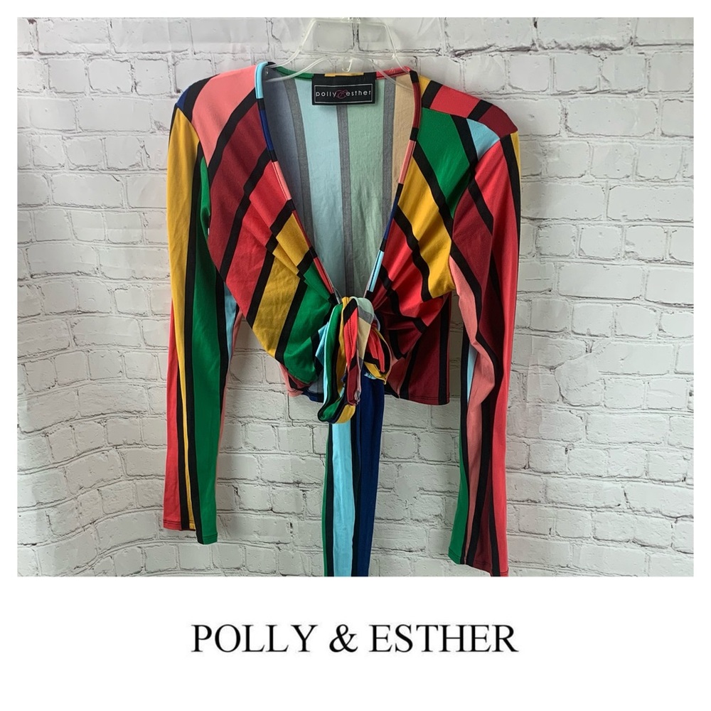 Polly & Ester  Multicolored Stripes Wrap Blouse